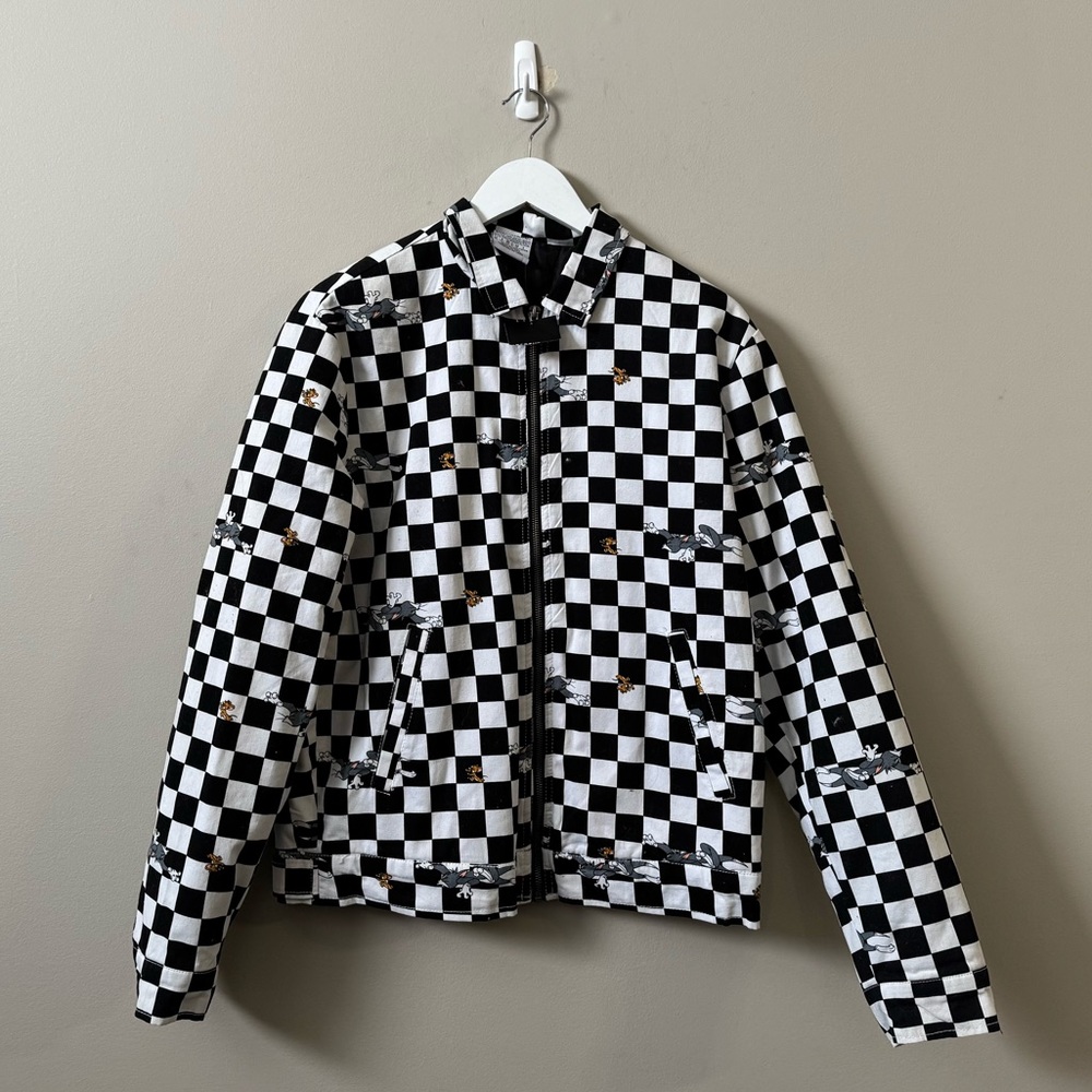 Tom & Jerry Forever 21 limited edition checkered print bomber jacket NWT